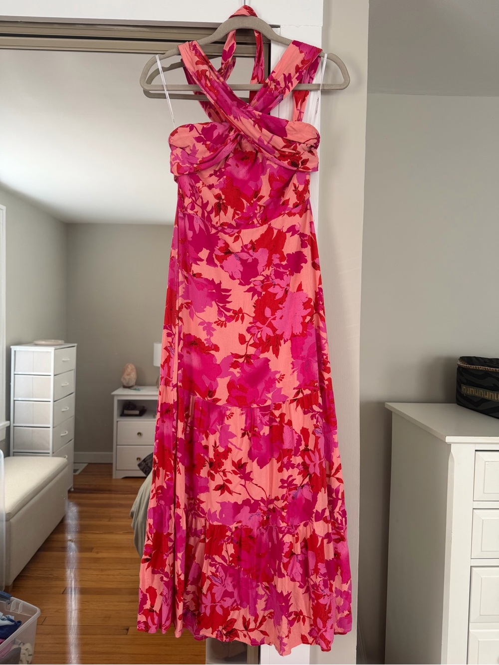 Hot Pink Floral Halter Midi Dress - Women - Picture 4 of 5
